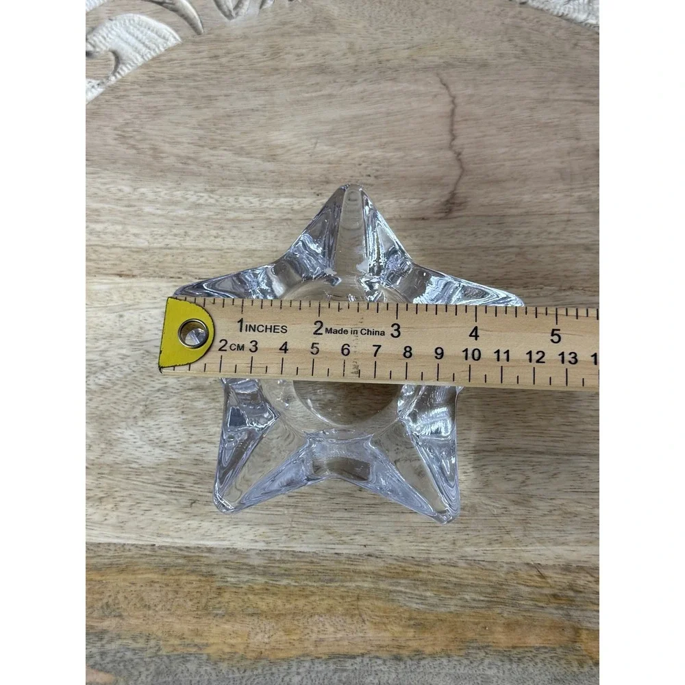 Clear Glass‎ Star Taper Candle Holder Celestial Five Point Star Tabletop Decor